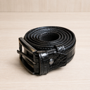 Crocodile-Pattern Leather Belt