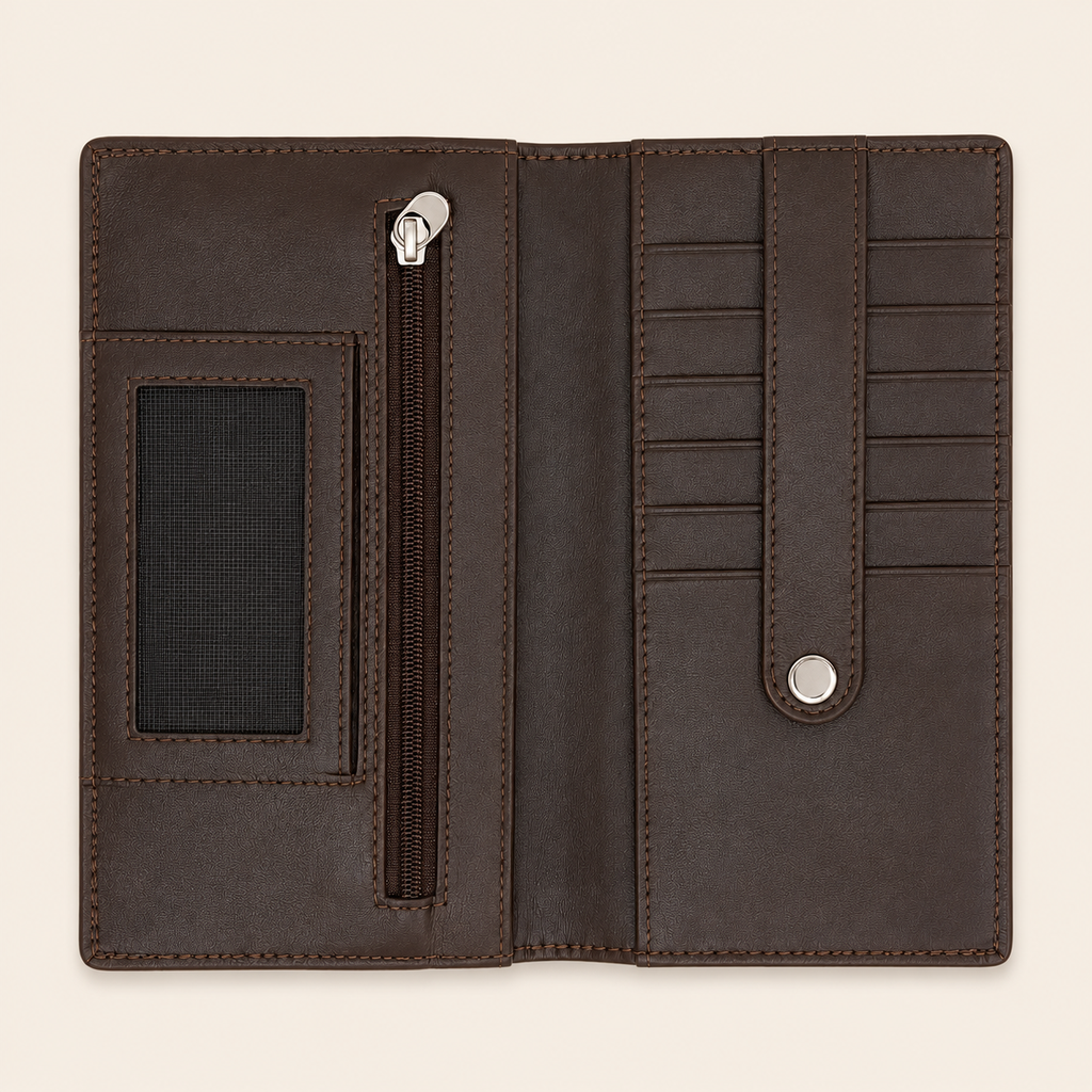 Dark Brown Long Wallet