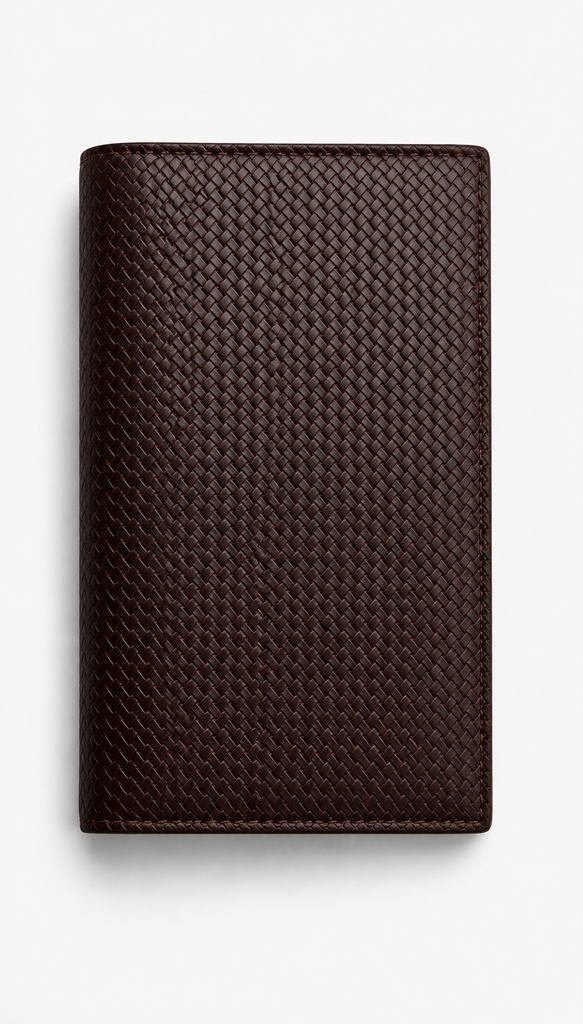 Woven Leather Long Wallet