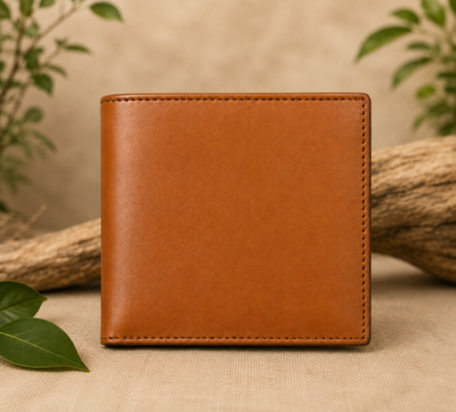 Signature Tan & Black Men's Bi-Fold Leather Wallet