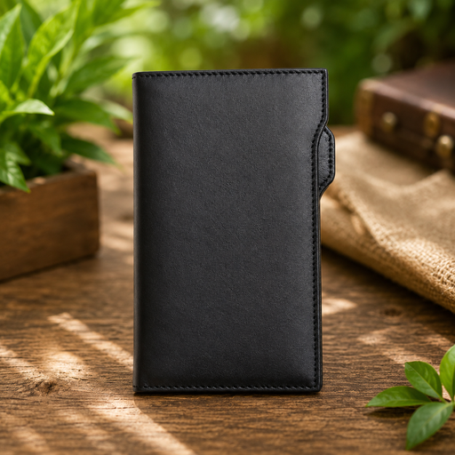 Elegant Black Long Leather Wallet